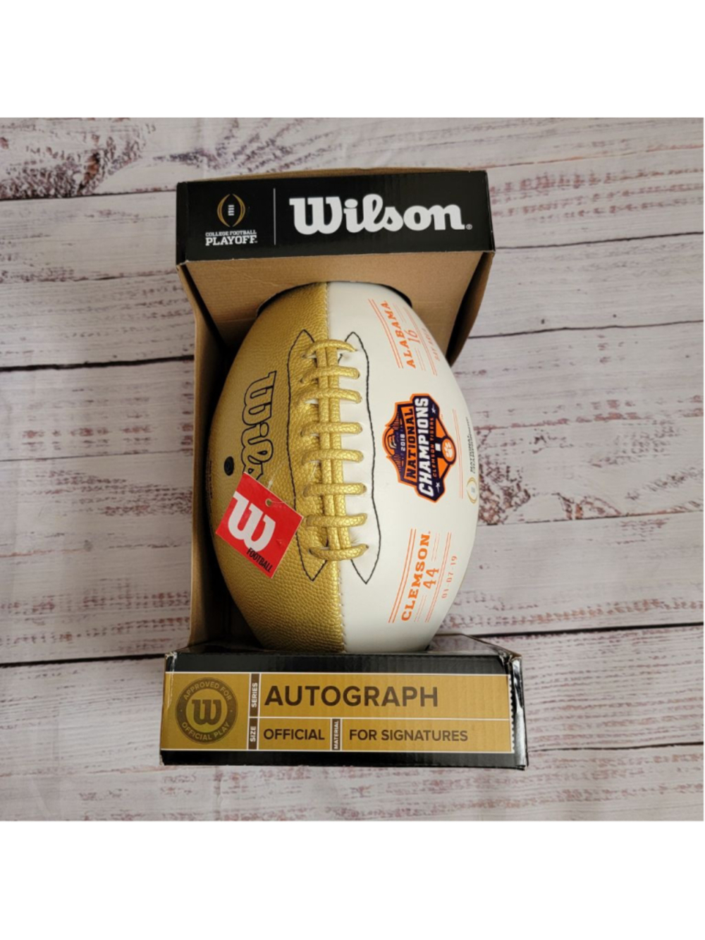 Wilson Official Signatures 2018 National Champions Clemson Alabama Gold Football